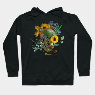 Van Gogh - Skull with flowers Hoodie